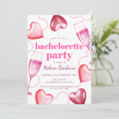 Invitation Coeurs roses mignons Fille chic Bachelorette Party (Debout devant)