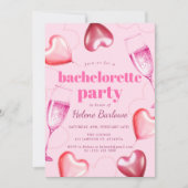 Invitation Coeurs roses moderne élégante Bachelorette Party (Devant)