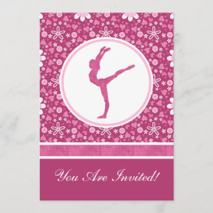 Invitation Coeurs roses personnalisés et gymnastique florale