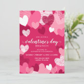 Invitation Coeurs roses personnalisés Saint Valentin Brunch (Debout devant)