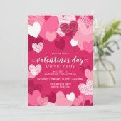 Invitation Coeurs roses personnalisés Soirée de Saint Valenti (Debout devant)