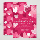 Invitation Coeurs roses personnalisés Soirée de Saint Valenti (Devant / Derrière)