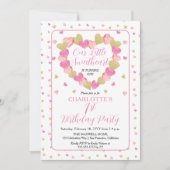 Invitation Coeurs roses Petite amoureuse 1ère fête d'annivers (Devant)