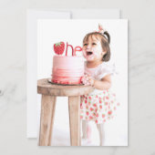 Invitation Coeurs roses Petite amoureuse Photo Premier annive (Dos)