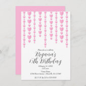 Invitation Coeurs roses Saint Valentin fête d'anniversaire (Devant / Derrière)