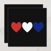 Invitation Coeurs rouge blanc et bleu (Devant / Derrière)
