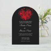 Invitation Coeurs rouges et noirs et Mariage papillon Rose (Debout devant)
