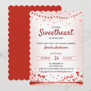 Invitation Coeurs rouges et roses Petit Baby shower amoureux