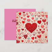 Invitation Coeurs rouges mignons (Devant / Derrière)