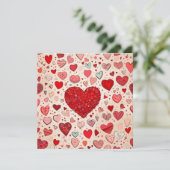 Invitation Coeurs rouges mignons (Debout devant)