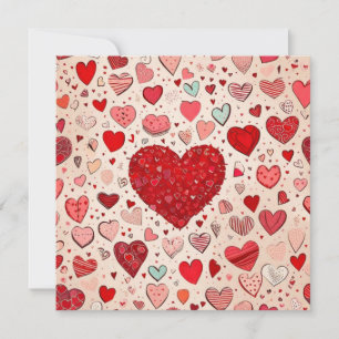 Invitation Coeurs rouges mignons