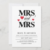 Invitation Coeurs rouges Mme et Mme Lesbian Mariage Deux en u (Devant)