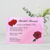 Invitation Coeurs rouges, Rose et Fête des mariées texturée r (Debout devant)