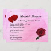 Invitation Coeurs rouges, Rose et Fête des mariées texturée r (Devant / Derrière)