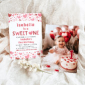 Invitation Coeurs rouges roses doux Un Valentin Premier anniv