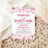 Invitation Coeurs rouges roses doux Un Valentin Premier anniv