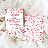 Invitation Coeurs rouges roses doux Un Valentin Premier anniv