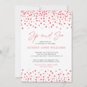 Invitation Coeurs rouges roses modernes Sip and See (Devant)