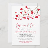 Invitation Coeurs rouges roses modernes Sip and See (Devant)