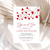 Invitation Coeurs rouges roses modernes Sip and See
