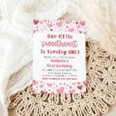 Invitation Coeurs rouges roses Petit Amoureux Premier anniver