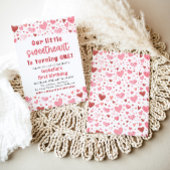 Invitation Coeurs rouges roses Petit Amoureux Premier anniver