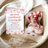 Invitation Coeurs rouges roses Petit Amoureux Premier anniver