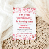 Invitation Coeurs rouges roses Petit Amoureux Premier anniver