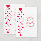 Invitation Cœurs Rouges Saint-Valentin Demoiselle d'Honneur M (Devant / Derrière)