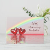 Invitation Cœurs rubis pour le 40e anniversaire (Debout devant)