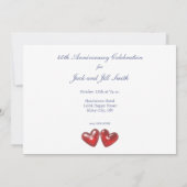 Invitation Cœurs rubis pour le 40e anniversaire (Dos)
