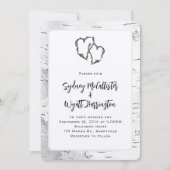 Invitation Coeurs sculptés Mariage de bouleau blanc (Devant)