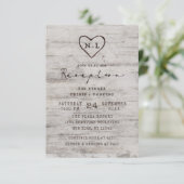 Invitation Cœurs sculptés Réception de mariage en bouleau rus (Debout devant)