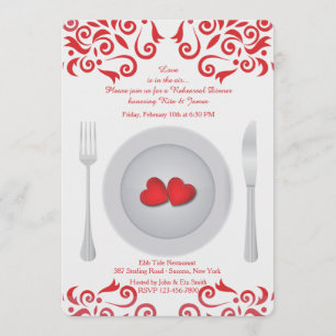 Invitation Coeurs sur une plaque de répétition dîner Invitati