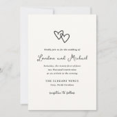 Invitation Coeurs tirés à la main Doodle Mariage moderne (Devant)