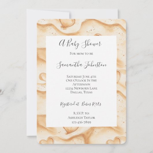 Invitation Coeurs tropicaux dans le Baby shower de plage de s (Devant)