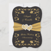 Invitation Cœurs Unis Black Gold pour le 50e anniv (Devant)