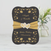 Invitation Cœurs Unis Black Gold pour le 50e anniv (Debout devant)