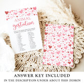 Invitation Coeurs Valentine Baby shower Animal Gestation Jeu