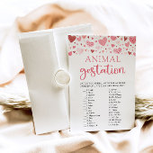 Invitation Coeurs Valentine Baby shower Animal Gestation Jeu