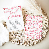Invitation Coeurs Valentine Baby shower Baby Prediction Jeu