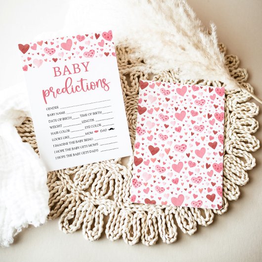 Invitation Coeurs Valentine Baby shower Baby Prediction Jeu