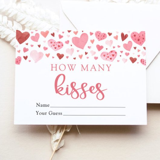 Invitation Coeurs Valentine Combien de baisers Baby shower Je