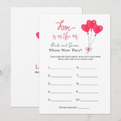 Invitation Coeurs Valentines Jeu de douche nuptiale (Devant / Derrière)