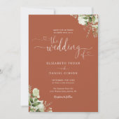 Invitation Coeurs vertes Script Mariage en terre cuite (Devant)