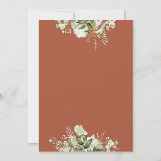 Invitation Coeurs vertes Script Mariage en terre cuite (Dos)