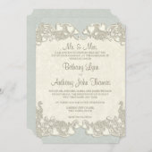 Invitation Coeurs vintages Campagne Sage Green (Devant / Derrière)