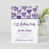 Invitation Cœurs violets Filleul 91e anniversaire (Debout devant)
