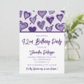 Invitation Cœurs violets Filleulage 92e anniversaire (Debout devant)