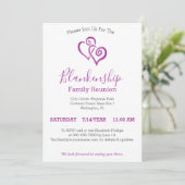 Invitation Coeurs violets liés Modèle de réunion de famille (Debout devant)